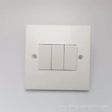 UK Electrical Wall Light Switch Socket 3 Gang
